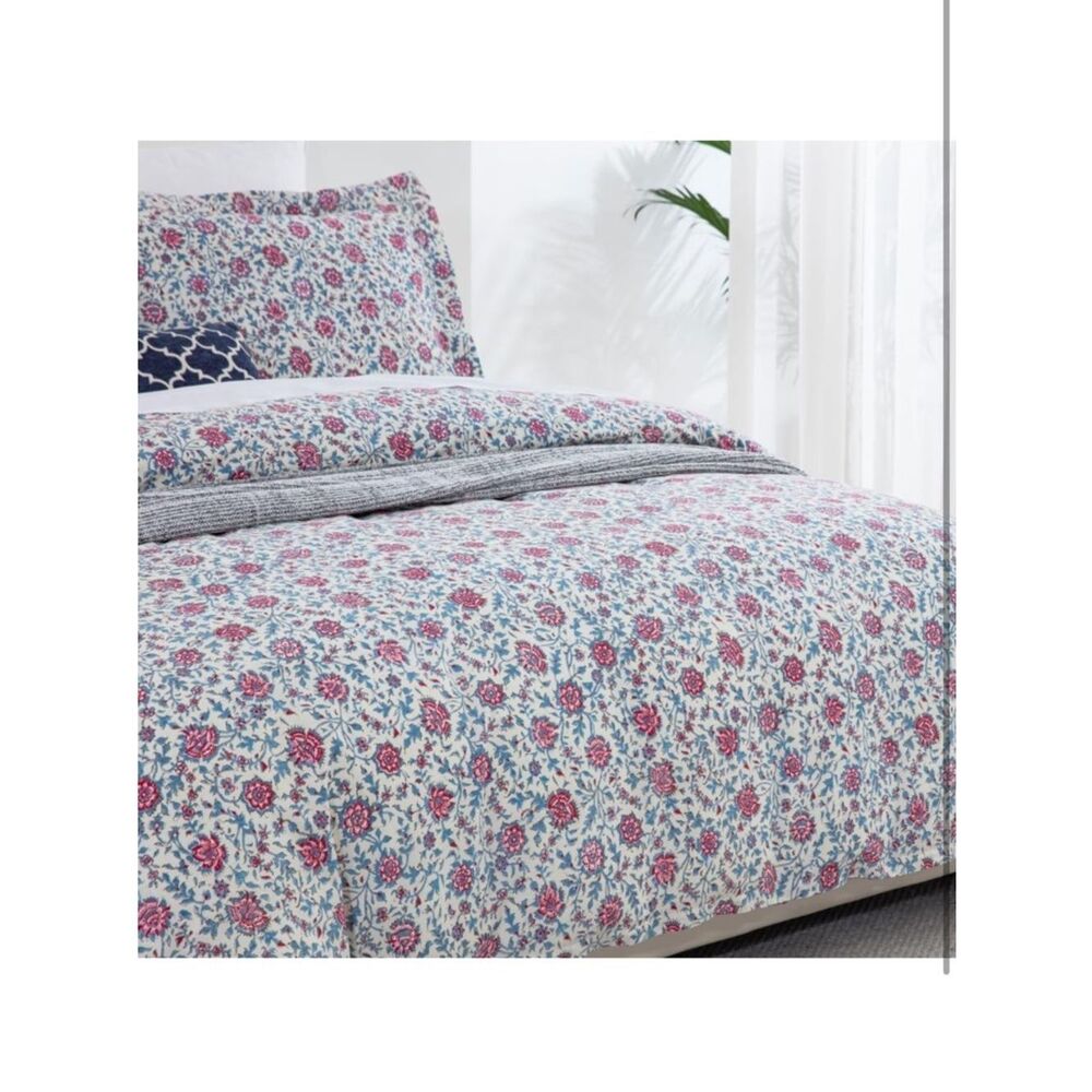 New Twin Floral Print Duvet Quilt Set in Cream and Pink 💯 Cotton - Picture 4 of 12